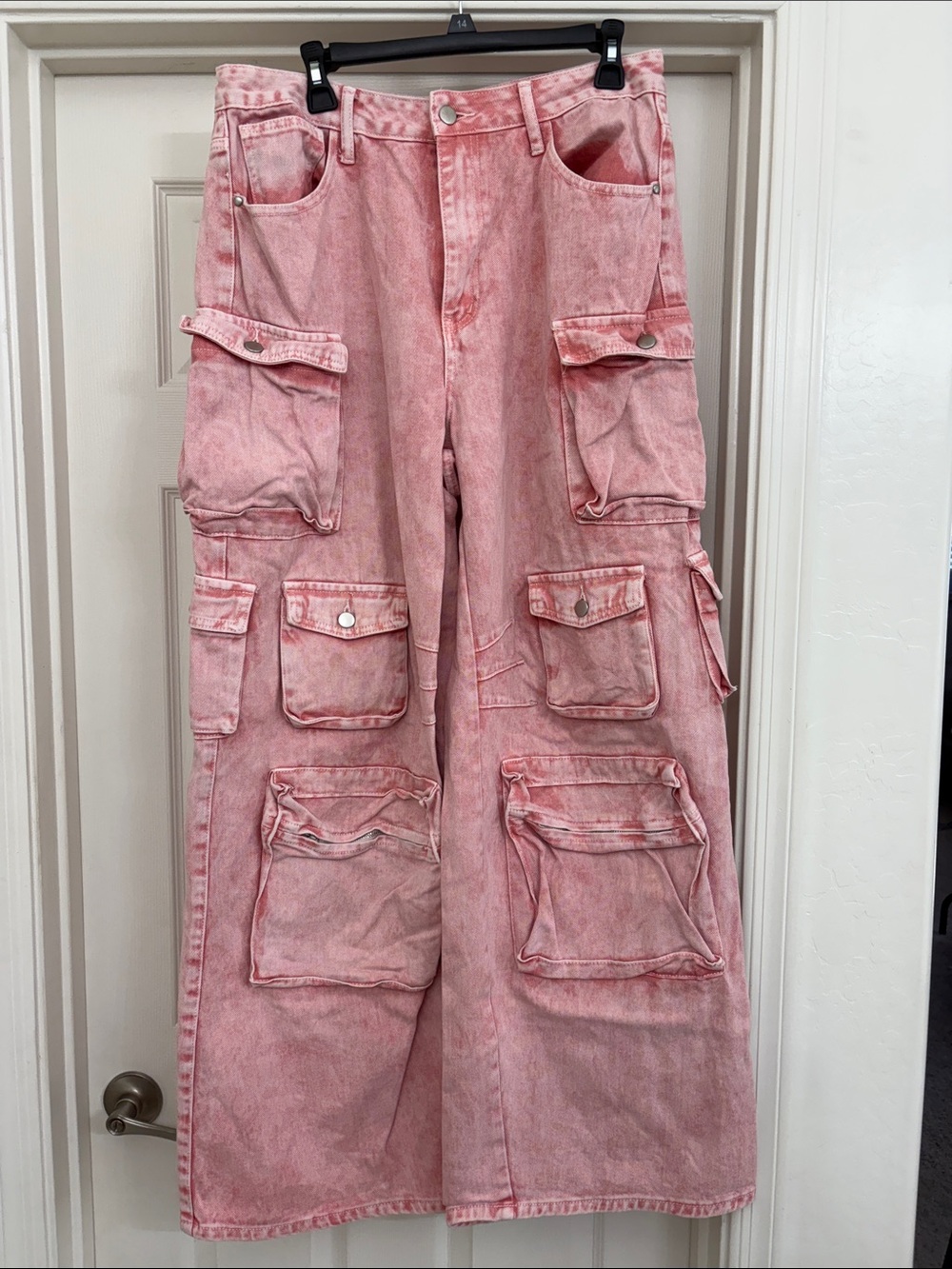 Fashion Nova Washed Pink Wide-Leg Cargo Pants